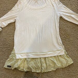 Matilda Jane White Top with Green Trim